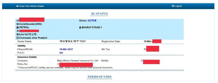 Vehicle Owner Details