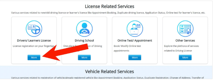 Driving Licence Related Services&Quot; पर क्लिक करें।